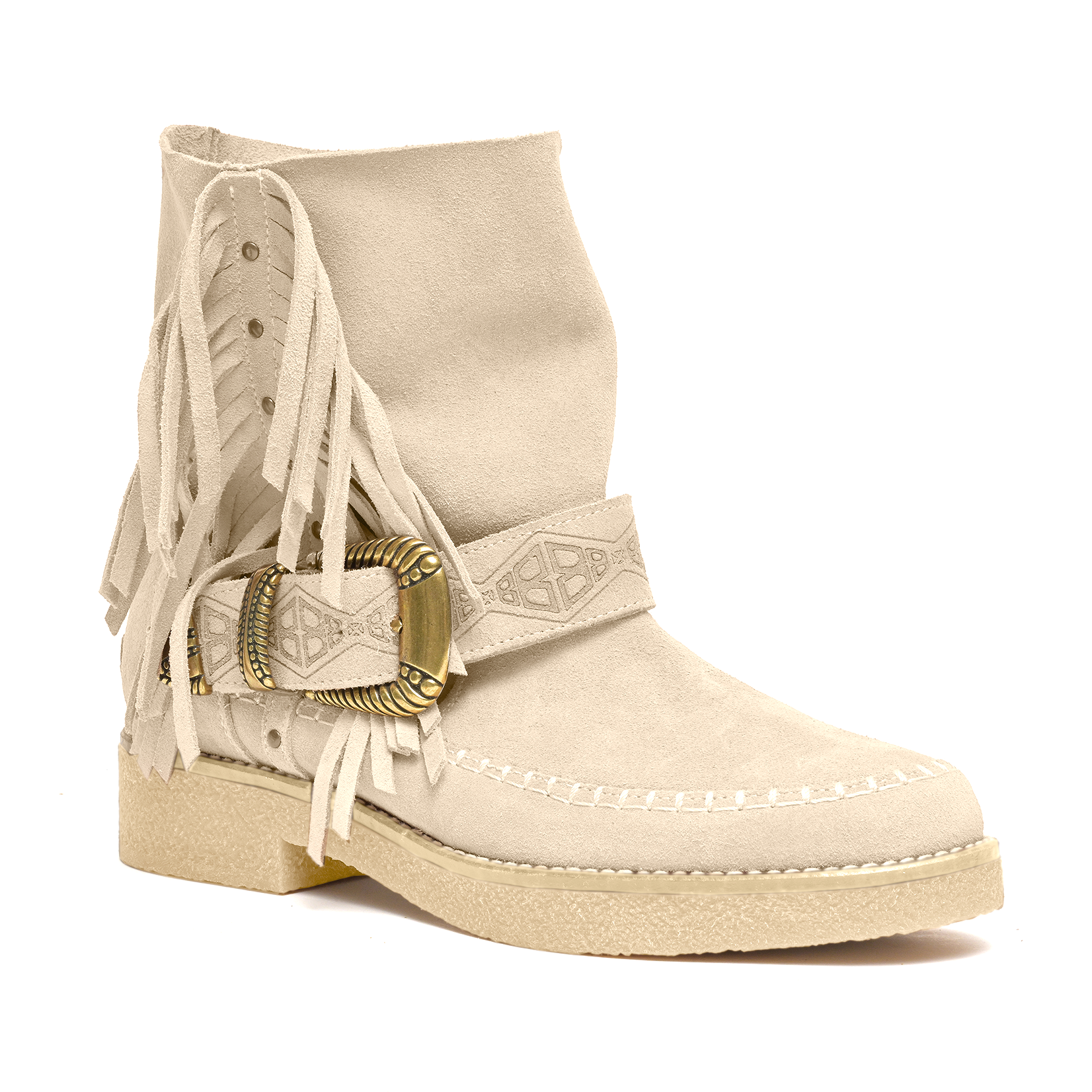 Moc Low Buckle/Fringe Cream